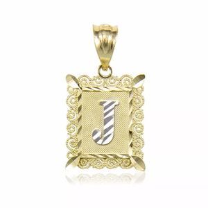 Solid Gold Initial Monogram Charm Pendant NEW